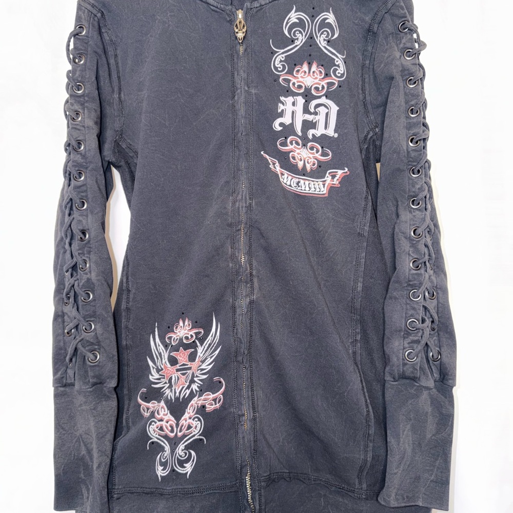 Harley-Davidson Black Hoodie with Metal Eyelets